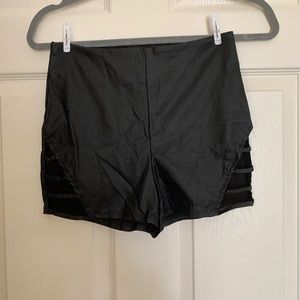 Charlotte Russe – Pleather Black Shorts with Cut Out accents – Size M